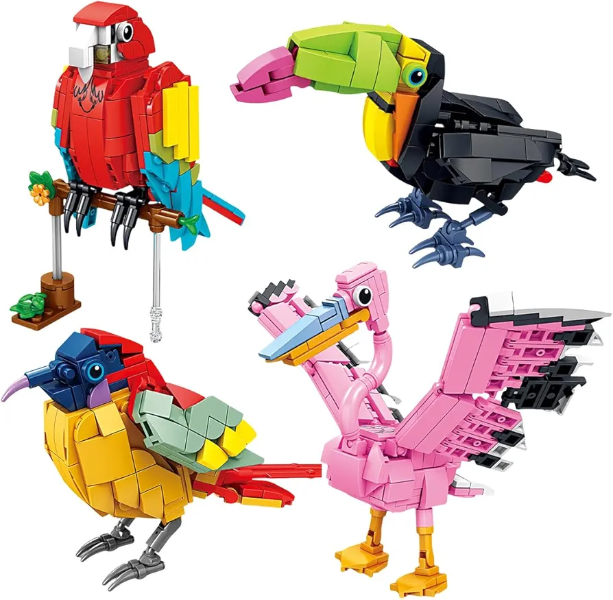 Uniquely Mini Bird Building Block Set, Funny Small Animal Bricks Kids Toy kits,Creativity Adults Home Office Small Decorations,Cute Girls Birthday Gifts,Cool Block Lovers Collection (Parrots,etc)