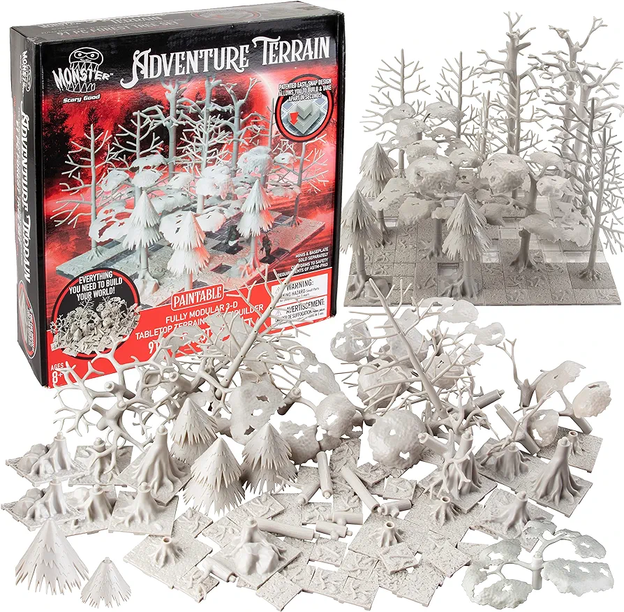 Monster Adventure Terrain 91Pc Paintable Forest Tree Set Fully Modular, Stackable 3D Tabletop World Builder-Use Alone or w/Other Sets- Compatible with DND Dungeons Dragons, Pathfinder & All RPG Games