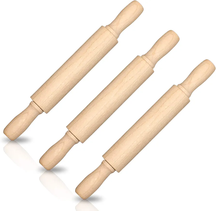 ArtCreativity 7 Inch Mini Rolling Pins for Kids - Set of 3 - Small Wooden Rollers for Baking, Cooking, Play Doh, Clay, Cookie Dough - Arts and Crafts Toy Supplies for Boys and Girls