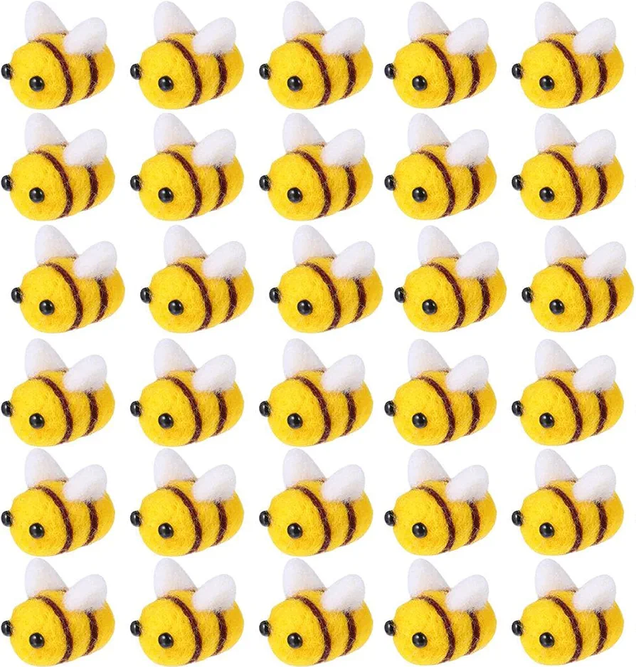 Yitaocity 20Pcs Wool Felt Bee Craft Balls Bee Bumble Bee Craft Supplies for Gender Reveal Party Nursery Tent Christmas Clothing Halloween Costume Hat Decoration DIY and Handmade Crafts