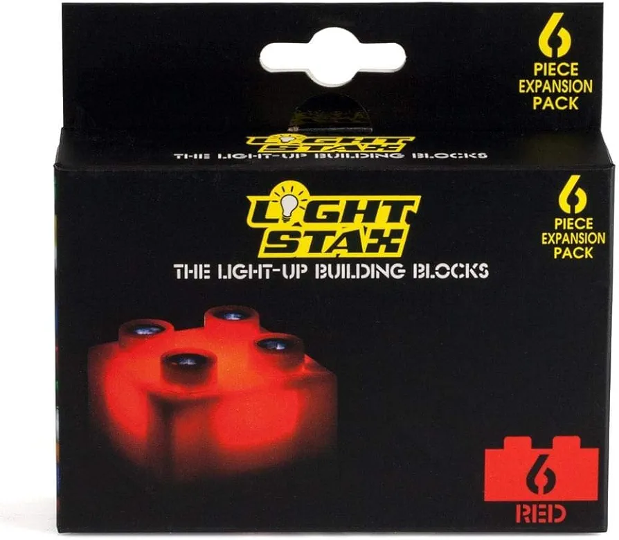 Light Stax LED Light-Up Building Blocks 6-Piece Expansion Pack: Red