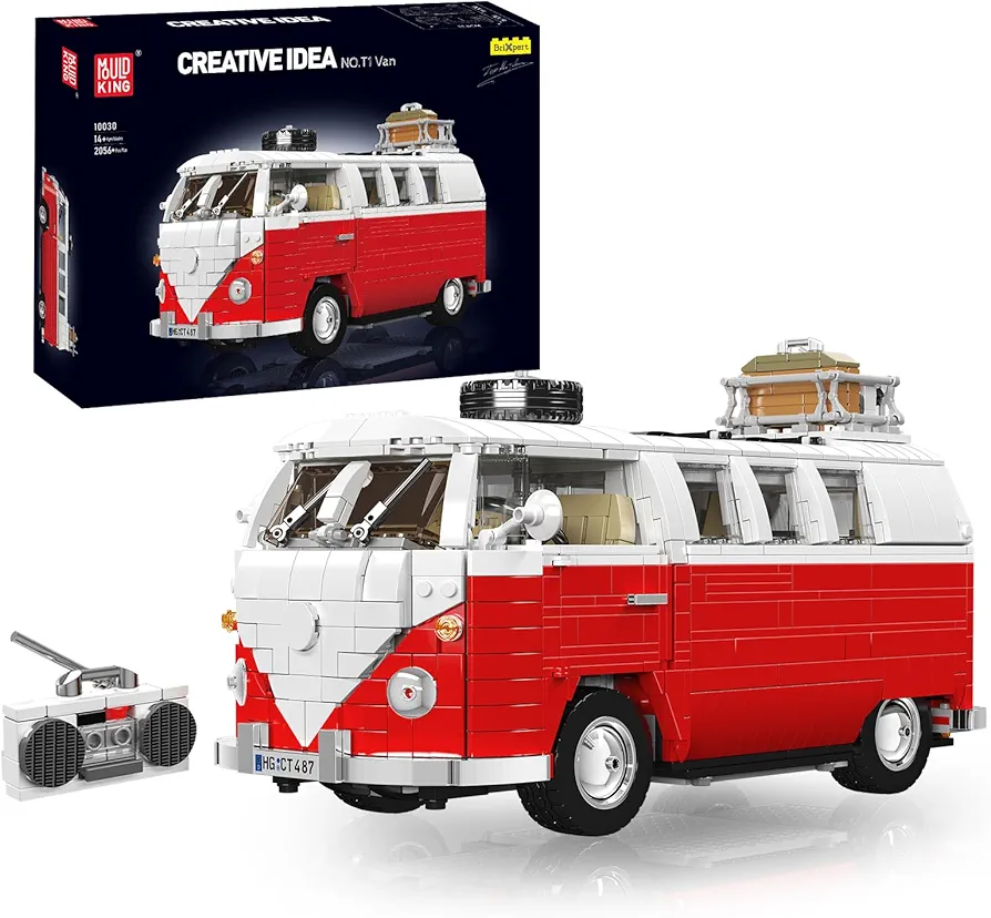 Mould King 10030 Camper Van Model, 2056 Pcs Outdoor Truck Building Blocks Kit, Displayable Model Car for Adults to Build, Toy Vehicles for Kids