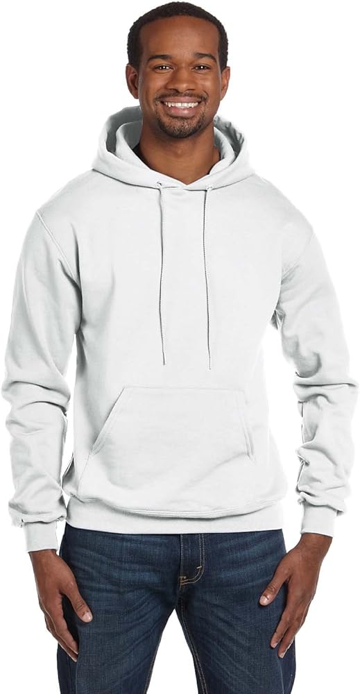 Champion Hooded Sweatshirt, White, Large