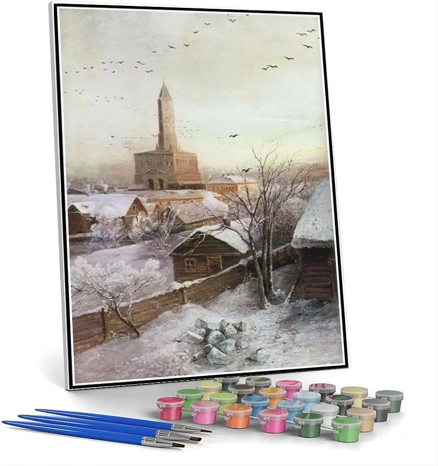 Paint by Numbers Kits for Adults and Kids Early Spring Flood Painting by Aleksey Savrasov Arts Craft for Home Wall Decor