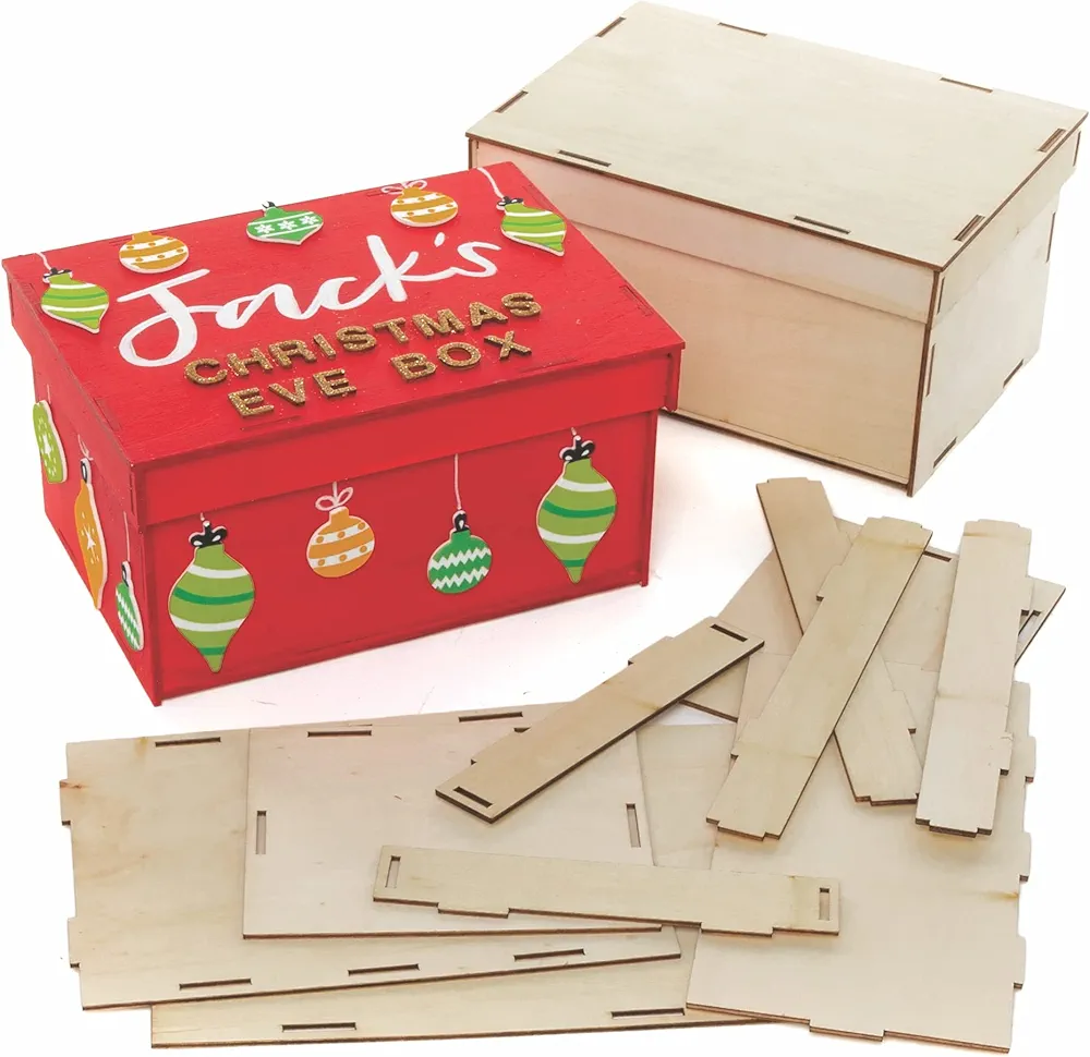 Baker Ross Large Wooden Box Kits - Pack of 2, Wooden Crafts to Make and Decorate, Creative Activities for Kids (FC191)