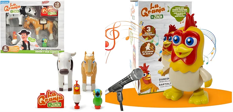 TOYMAKER La Granja de Zenon Bartolito Vaca Lola Farm Animal Dolls Toys and Dancing Toddlers Toys，Music Kids Interactive Early Learning Educational Toys