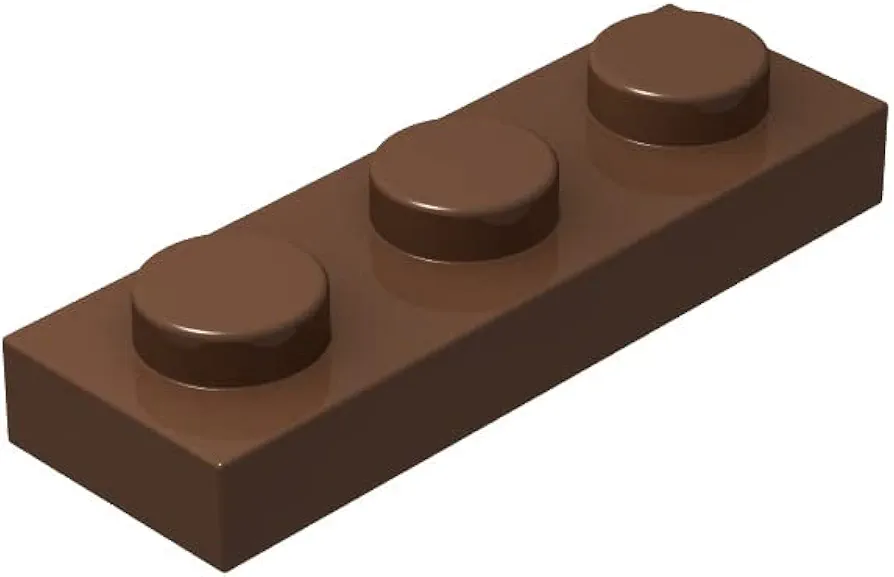 Brown 1x3 Plates Bulk, 100 Piece Classic Building Plates 1x3, Compatible with Lego Parts and Pieces(Color:Brown)