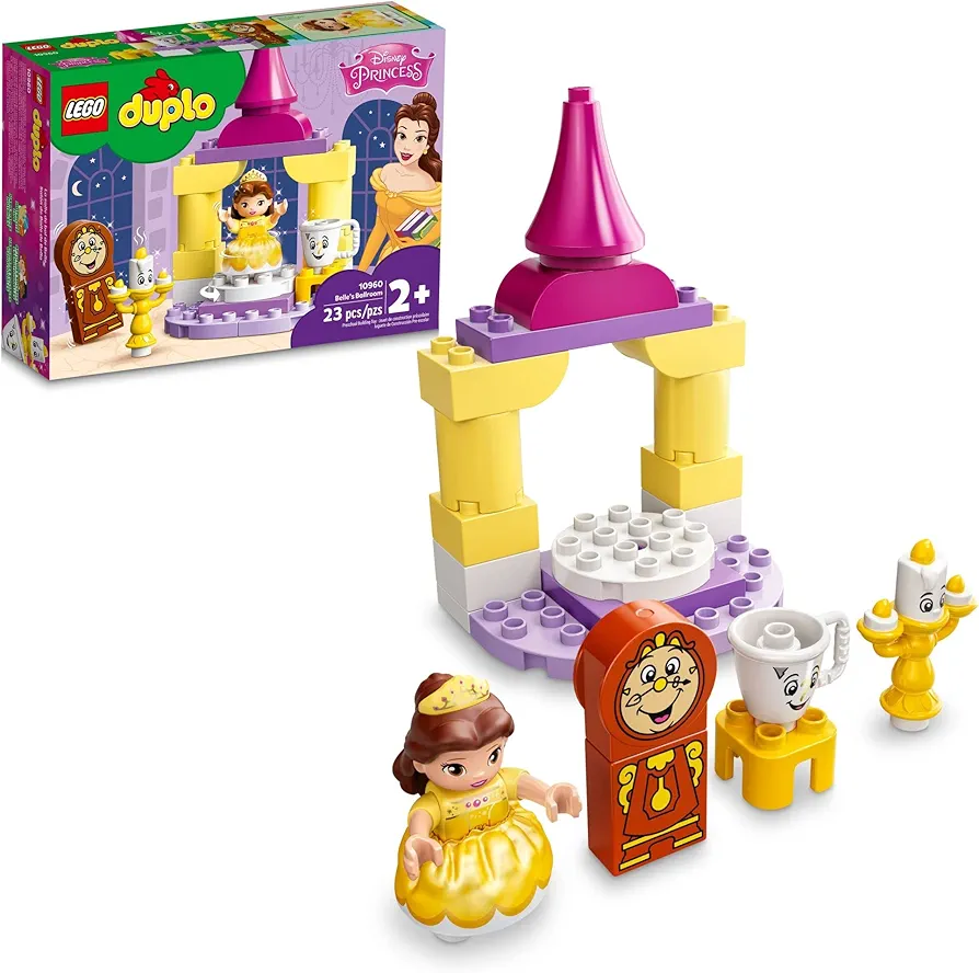 LEGO DUPLO Disney Princess Belle's Ballroom Castle 10960, Beauty and The Beast Building Toy with Princess Belle Mini Doll, Disney Pretend Play Set for Toddlers, Girls and Boys 2 Plus Years Old