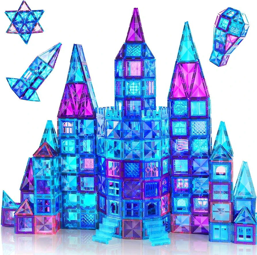 Magnetic Tiles, 116PCS Magnet Building Blocks, 3D Diamond Magnetic Blocks, Construction Stem Toys for Kids, Educational Toys for Boys Girls Ages 3 4 5 6 7 8 (116 PCS)