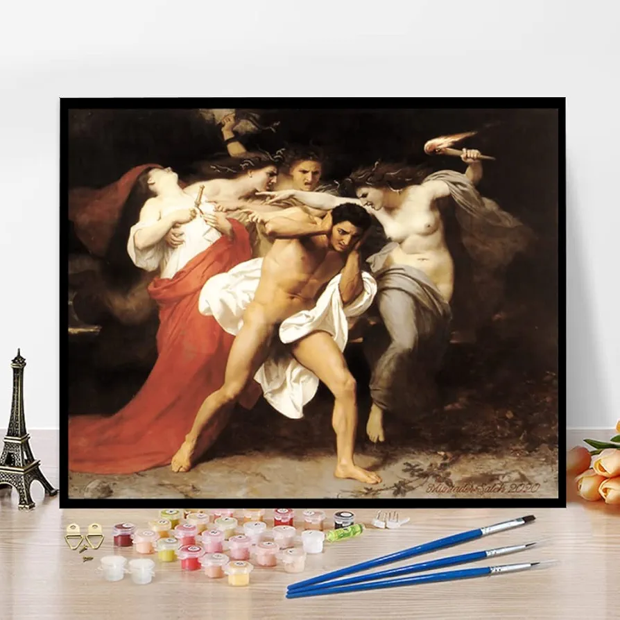 Paint by Numbers for Adult Kits Orestes Pursued by The Furies Recovered Painting by William-Adolphe Bouguereau Arts Craft for Home Wall Decor