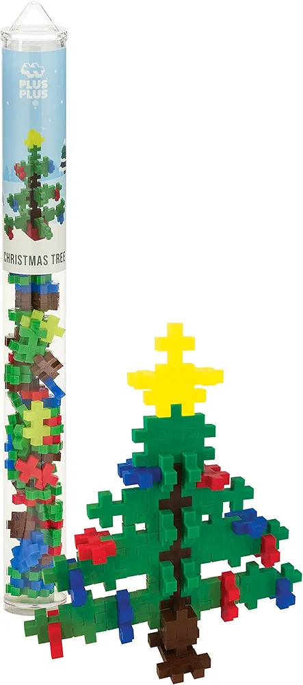 PLUS PLUS – Mini Maker Tube – Christmas Tree – 70 Piece, Construction Building Stem Toy, Interlocking Puzzle Blocks for Kids