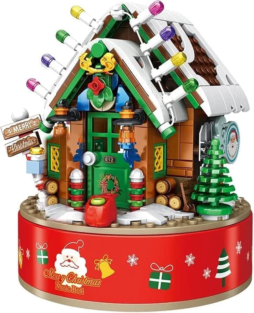 Building Block Christmas House Building Toy Sets DIY Building Blocks Music Box Christmas Holiday Construction Toy Gift for Boys Girls 502PCS