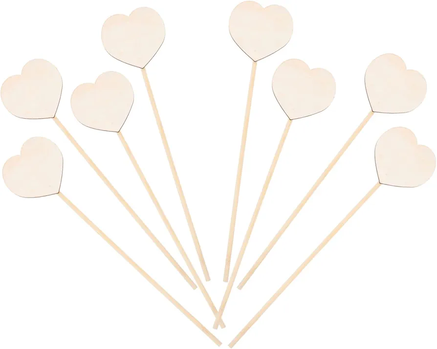 NUOBESTY Star Wand Princess Party Games Fairy Wand Stick Heart Shaped Wands DIY Unfinished Wooden Crafts Sticks for Girls Princess Painting Art Birthday Party Supplies Princess Decorations Fairy Wand