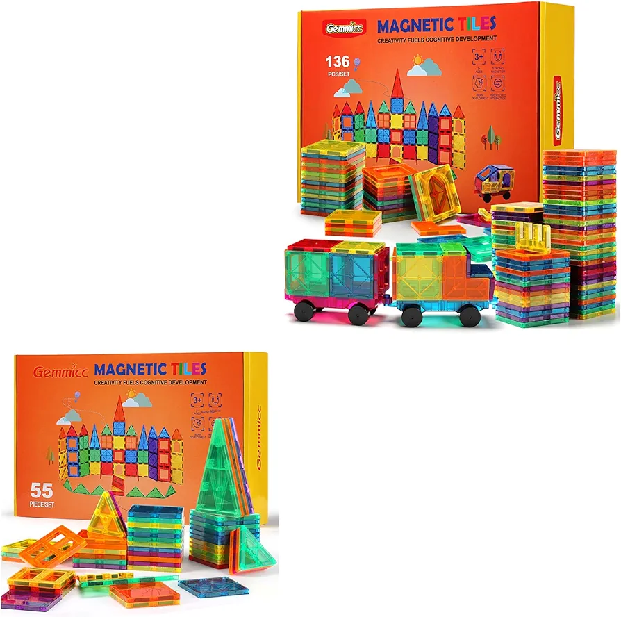 Gemmicc 136PCS + 55PCS Magnetic Tiles Set