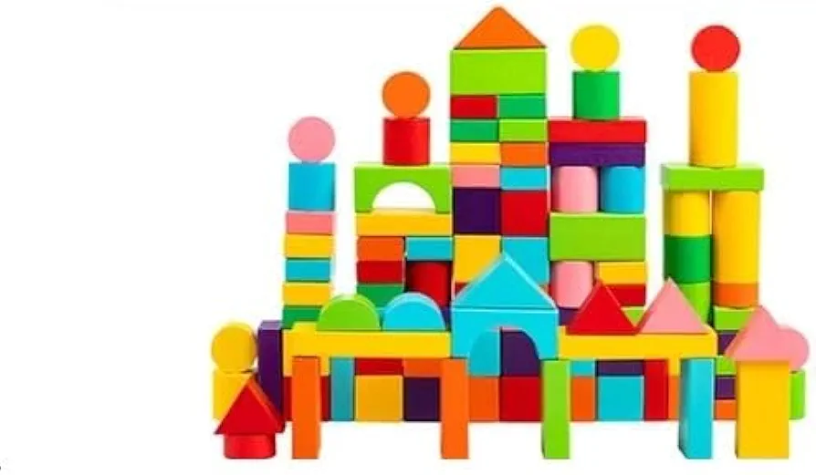 Wooden Building Blocks Set with Storage Bag Wooden Toys for Kids Assembled Building Blocks Early Educational Toys for Children 40 Piece