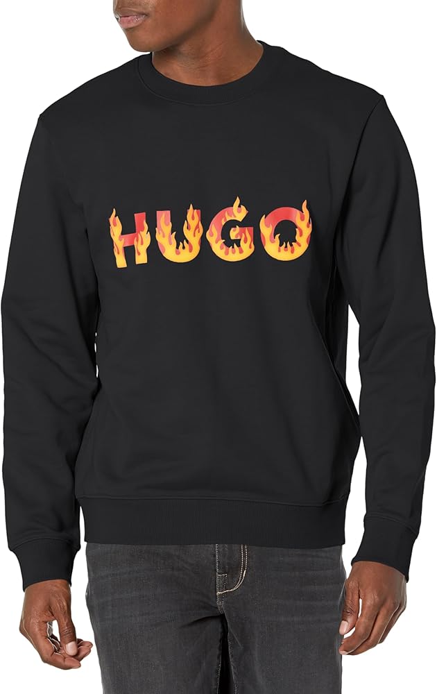 HUGO Men's Flames Logo Pullover Sweatshirt