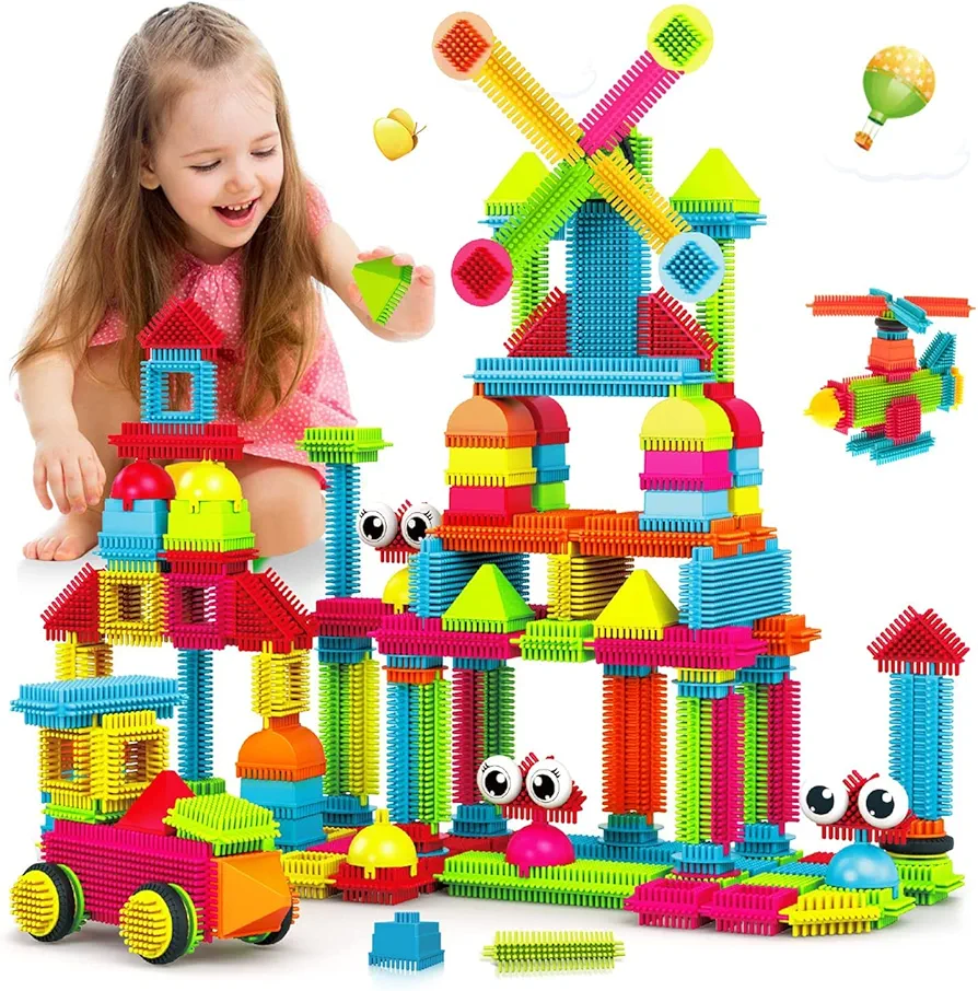 Contixo STEM Building Toys, ST5 144 pcs Bristle Shape 3D Tiles Set Construction Learning Stacking Educational Block, Creativity Beyond Imagination, Inspirational, Recreational Toy for Kids Ages 3-8