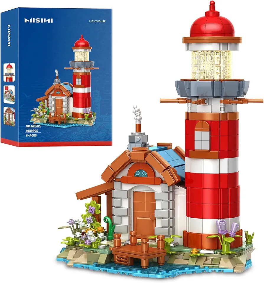 MISINI Ideas M9505 Lighthouse Building Set with Lights, Creative Architecture Model Building Blocks Kit for Adults to Build and Collect, Christmas Toy Gifts for Boys and Kids Ages 6+ (1089 Pieces)