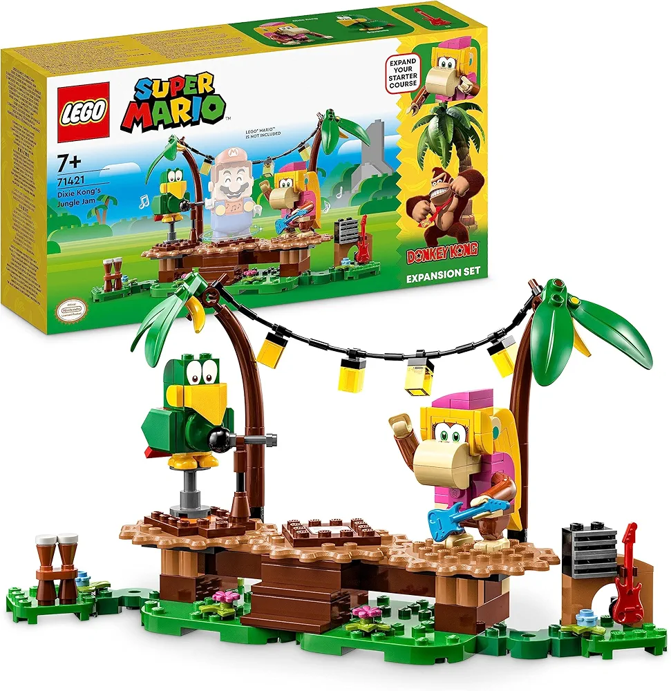 LEGO 71421 Super Mario Expansion Set: Jalleo in the Jungle with Dixie Kong with Dixie Kong Figures and Squawks the Parrot, Construction Toy to Combine with Starter Pack