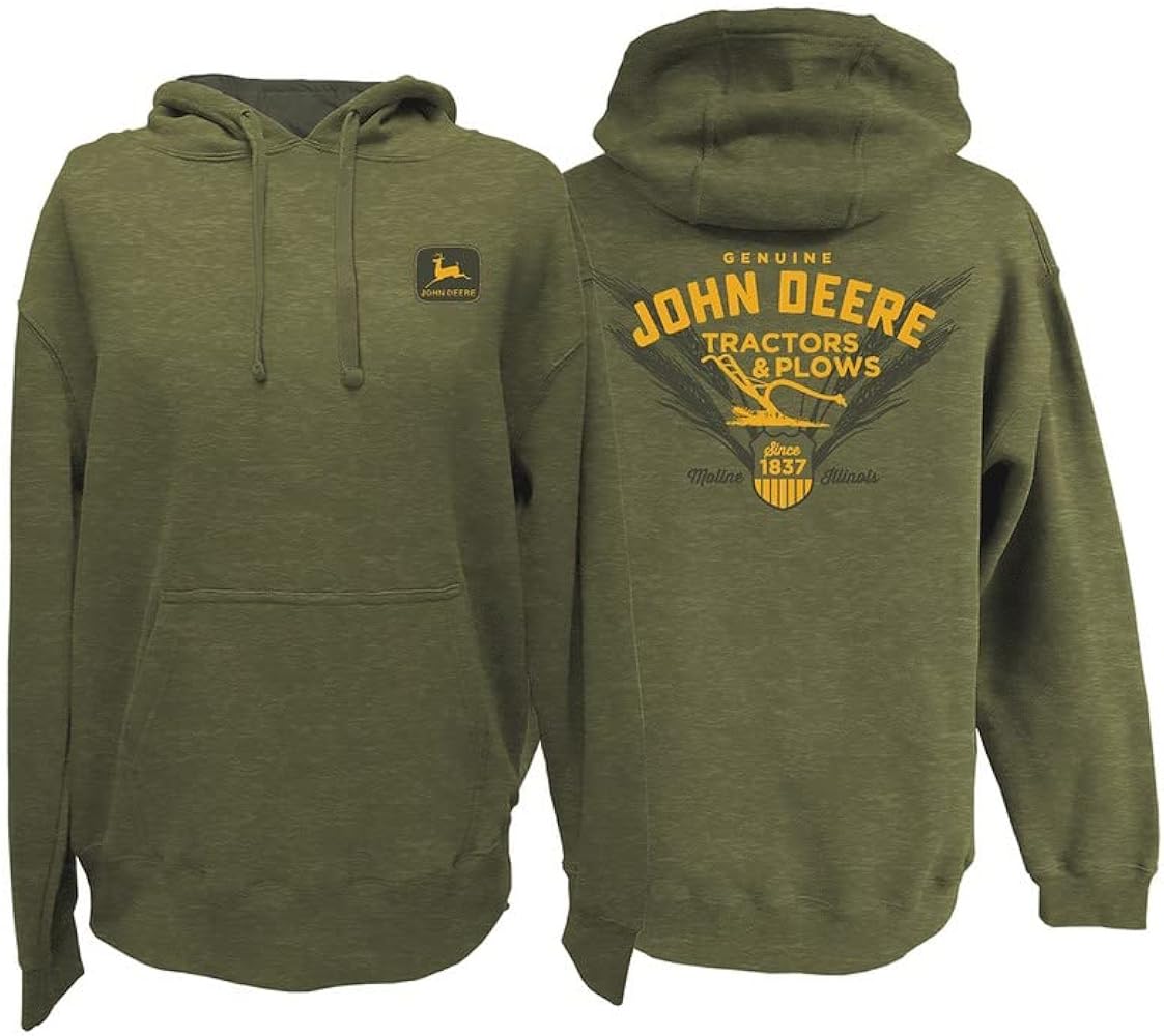 John Deere Vintage Tractors and Plows Mens Hooded Sweatshirt Pullover Hoodie