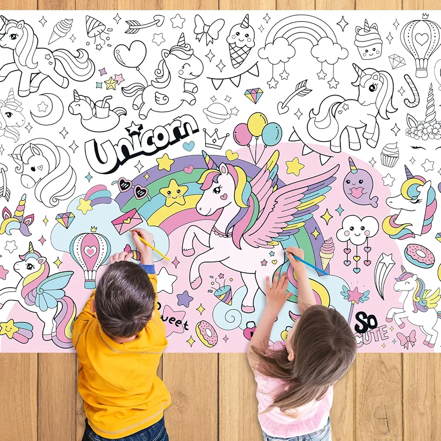 K-NMLHL Coloring Poster For Kids- Unicorn Giant Large Coloring Sheets - Coloring Posters for Wall - Classroom Home Birthday Party Supplies Favor - Big Huge - Coloring Pages 43.3"x31.4" (Unicorn)