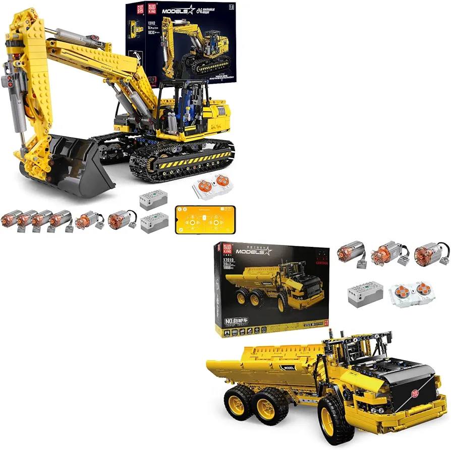 Mould King 13112 RC Excavator Building Set 17010 Technology Articulated Hauler Building Kit