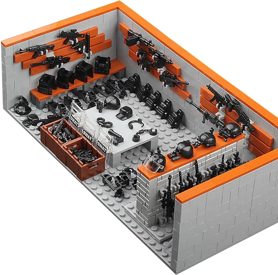 Military Base Army Base Building Blocks Sets WW2 Battle Brick Armory Swat Team Weapons Pack Toys Compatible with Major Brands Bricks(568 Pcs)