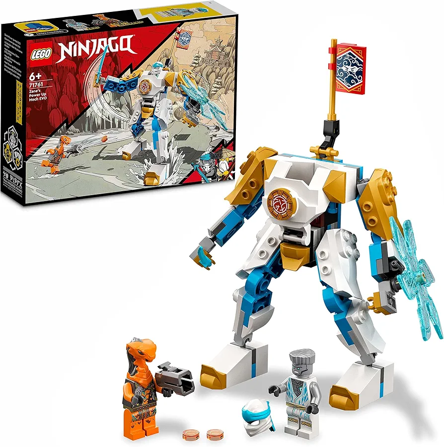 LEGO® NINJAGO® Zane’s Power Up Mech EVO 71761 Building Kit Playset;Featuring a Ninja Battle Toy for Ages 6+