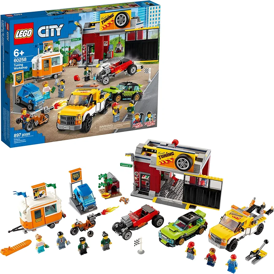 LEGO City Toy Car Garage 60258, Cool Building Set for Kids (897 Pieces)