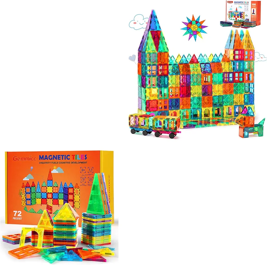 Gemmicc 100PCS Magnetic Tiles Set + 72PCS Magnetic Tiles Set