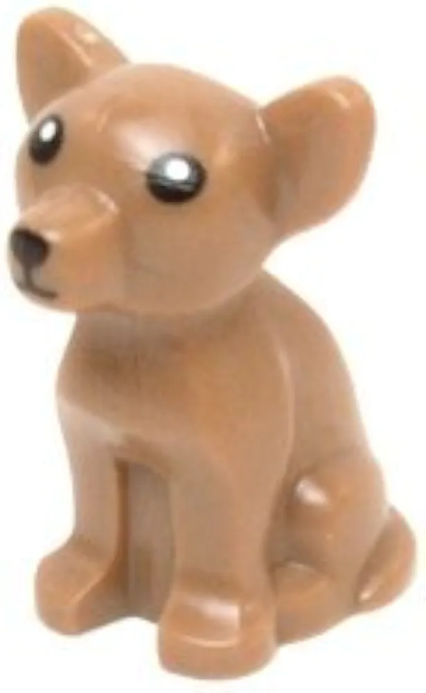 Lego Dog Chihuahua with Black Eyes and White Pupils Pattern