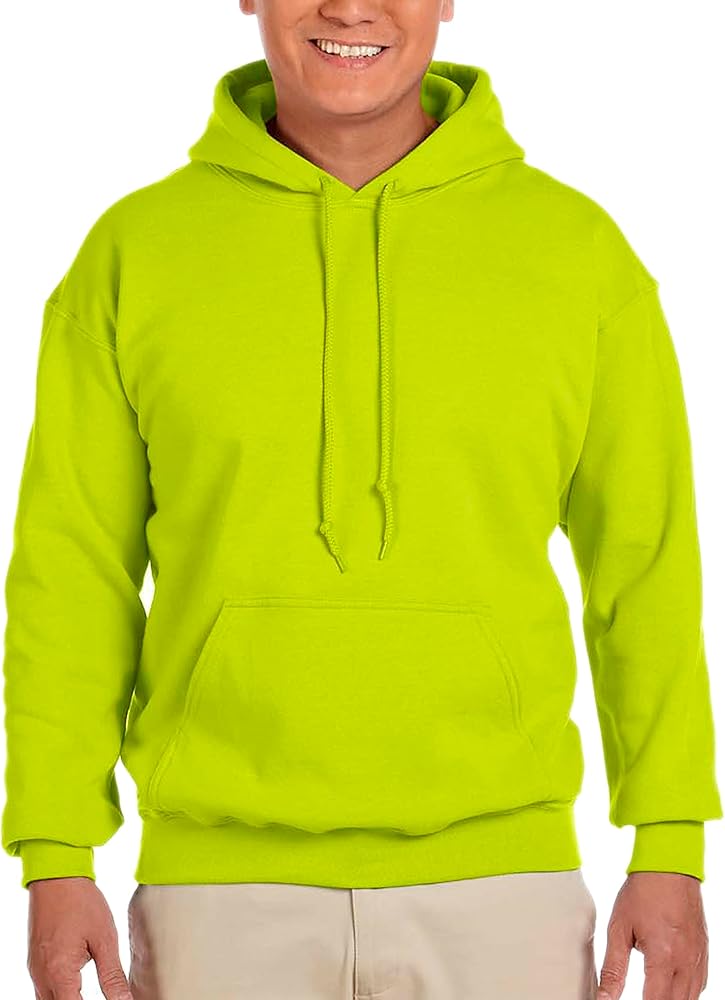 Gildan Mens Heavy Blend Hooded Sweatshirt Safety Greens