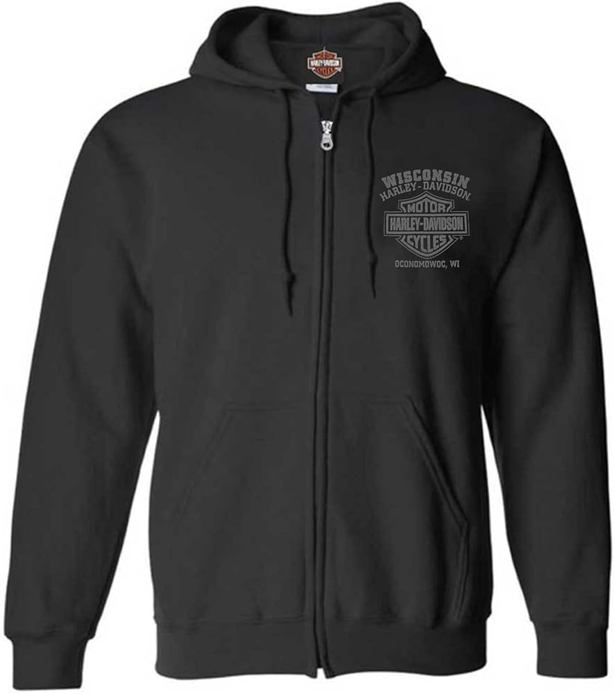 Harley-Davidson Men's Corrosion Willie G Skull Cotton-Blend Zip-Up Hoodie, Black