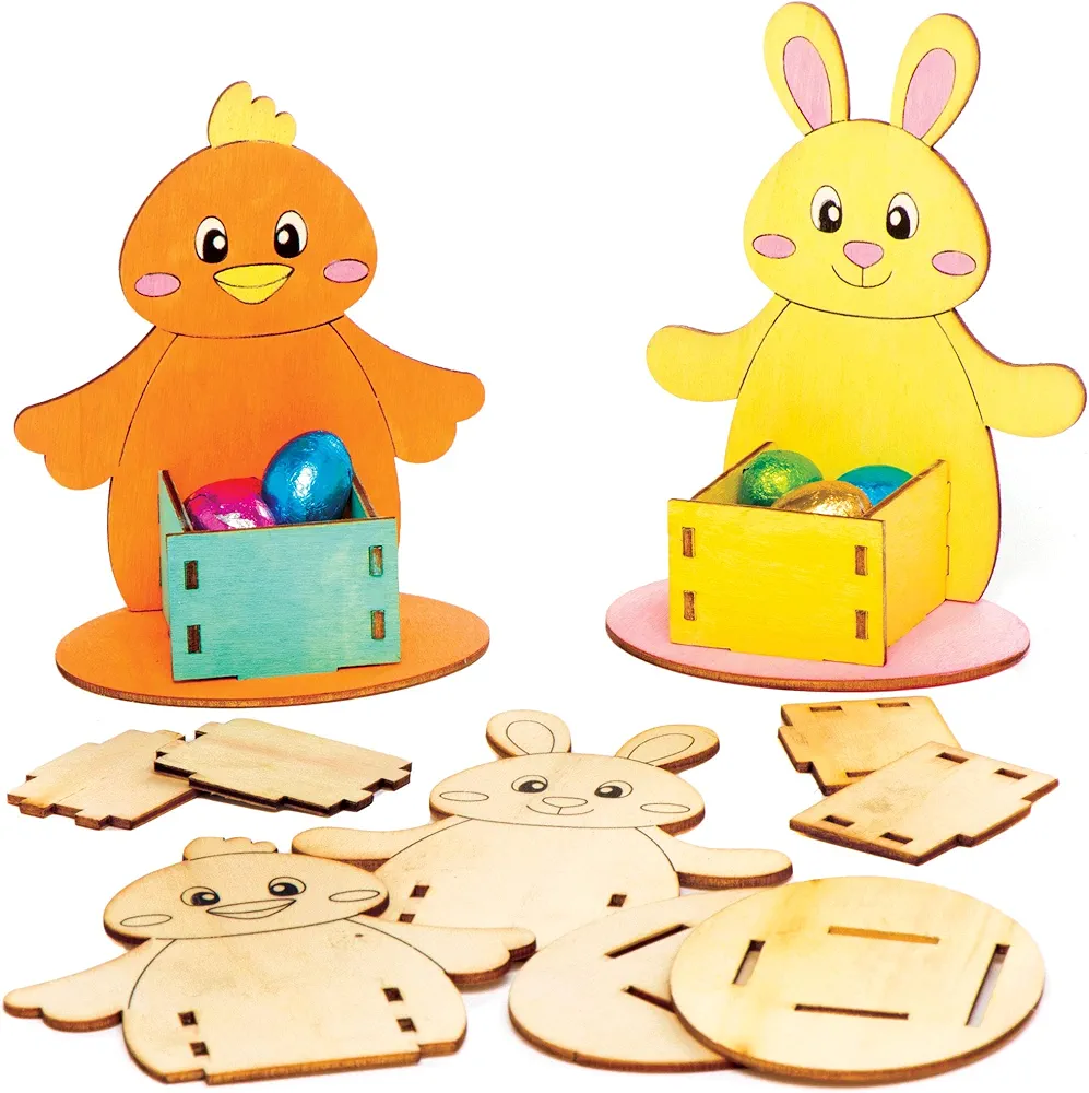 Baker Ross AT506 Easter Egg Cup Kits - Pack of 4, Creative Art and Craft Supplies for Kids to Make and Decorate