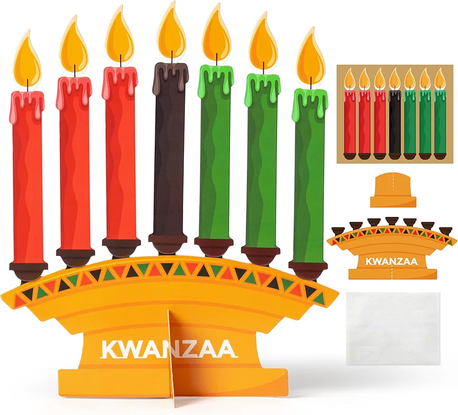 WATINC 24Pcs Kinara Craft Kits, Make Your Own Kwanzaa Candles Craft Art Project, African Heritage Holiday Party Favors Decoration, Family School Classroom DIY Activity Supplies for Kids