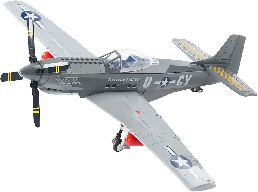 HI-REEKE P51 Jet Fighter WW2 Plane Military Building Set, Army Aircraft Model Airplane Toy Kit for Adult -258 PCS