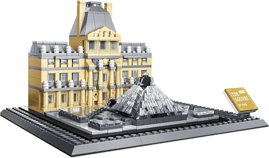 Toy Building Block Set, Paris Louvre Museum Building Blocks, Normal Size Brick World Famous Architecture Construction, Christmas Birthday Gift for Adults Children Kids Boys Girls 8+ 821 PCS