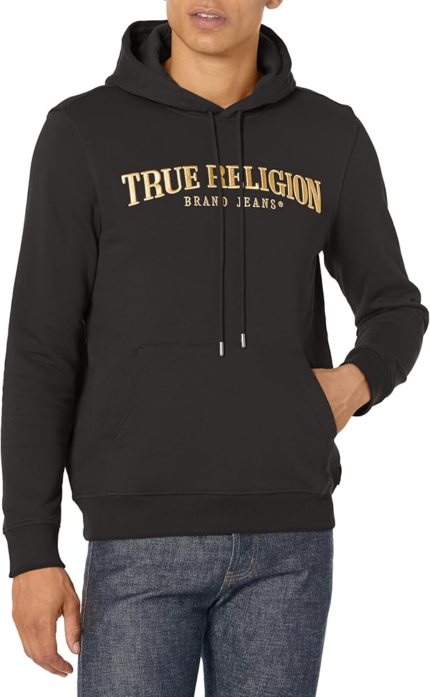 True Religion Men's Antique Zip Up Logo Hoody