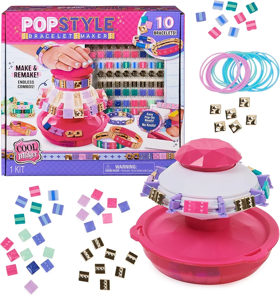 Cool Maker PopStyle Bracelet Maker, 170 Beads for Bracelets, Make & Remake 10 Bracelets, Bracelet Making Kit, DIY Arts & Crafts Kids Toys for Girls