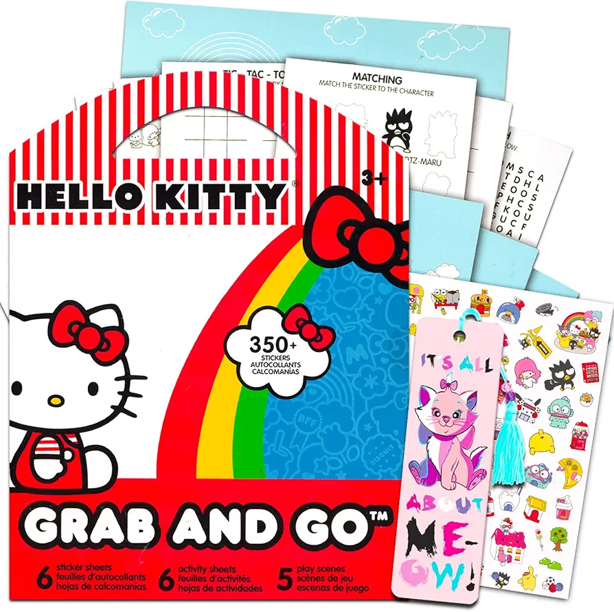 Hello Kitty Sticker Activity Set for Kids - Hello Kitty Grab and Go Bundle with Over 300 Hello Kitty Stickers and Activity Pages, Bookmark (Hello Kitty Gifts)