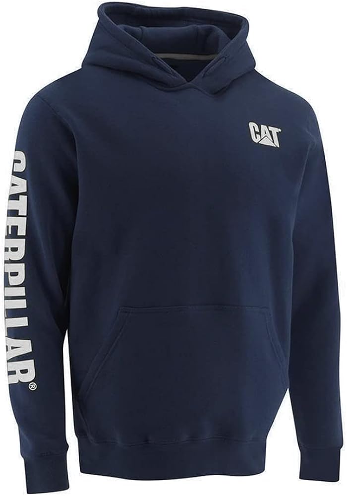 CAT Men's 1910709 Trademark Banner Hooded Sweatshirt - Medium - Navy White