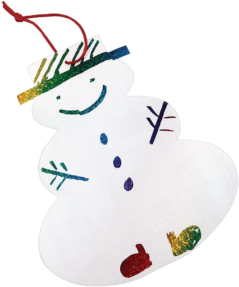 Colorations Scratch Art Snowman Ornaments with Red Strings, Set of 20, Stylus not included, 7 inches x 6 inches, Christmas, Holidays, Winter, Decorations, for Kids, Arts & Crafts, Group Project, Party