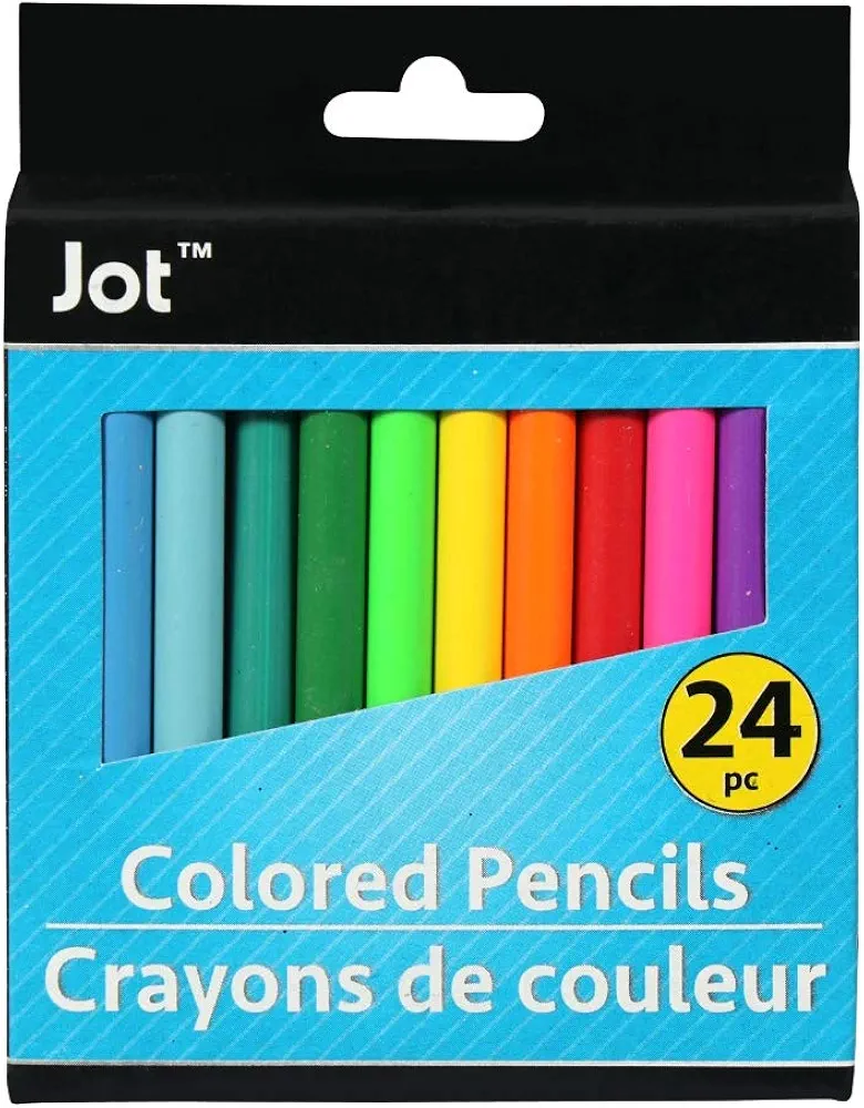 Jot 24 Piece Mini Colored Pencils Arts Craft School Supplies Kids 3 and Up