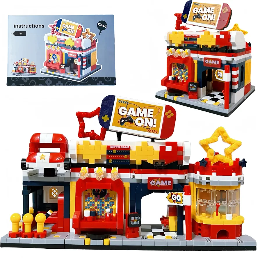 Mini Building Blocks City Building Blocks Set Creative Arcade Model Toy Foldable Holiday Surprise Best Gift (consisting of 925 Building Blocks)