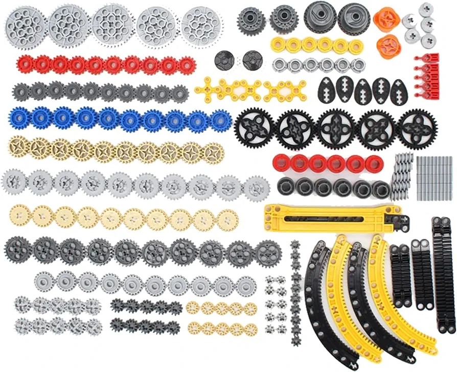 1077Pcs Pins-Gears-Axles Set Compatible with Lego-Technic-Parts, Latest differentials Chain Link Connector Joints Tank Track Car-Wheels-Tires Shock-Absorber Steering Shaft