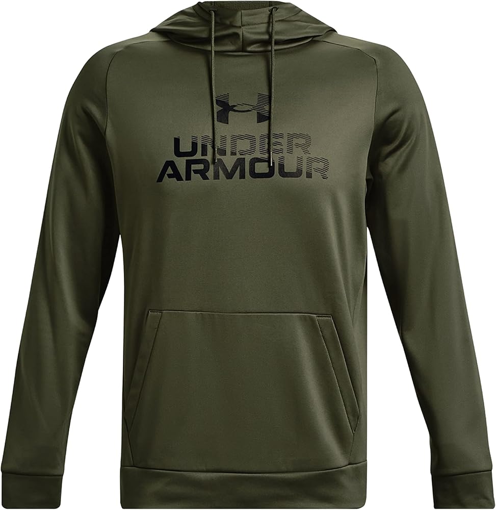 Under Armour Men's Armour Fleece Wordmark Hoodie Pullover 1373403 (US, Alpha, X-Large, Regular, Regular, Marine OD Green/Black-390)