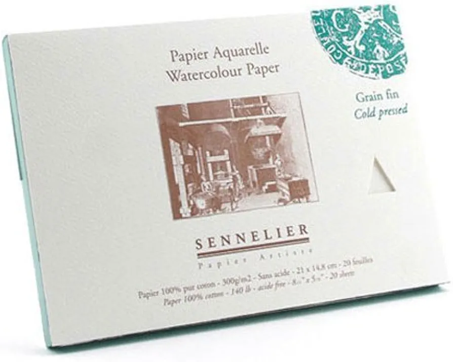 Sennelier Watercolor Block, 20 Sheets, Cold-Press, 8.25" x 5.75"