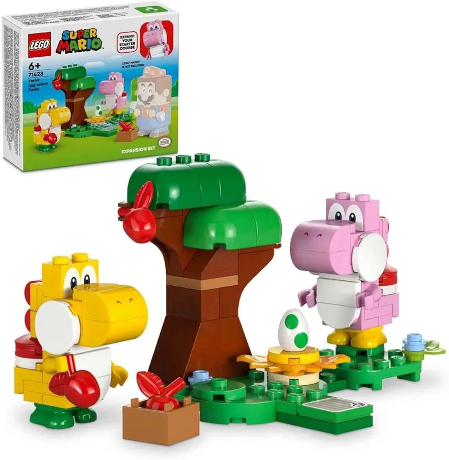 LEGO Super Mario Yoshi's Wild Forest Expansion Set, Toy with 2 Yoshi Figures Made of Stones for Boys and Girls, Small Gift for Children and Gamers from 6 Years 71428