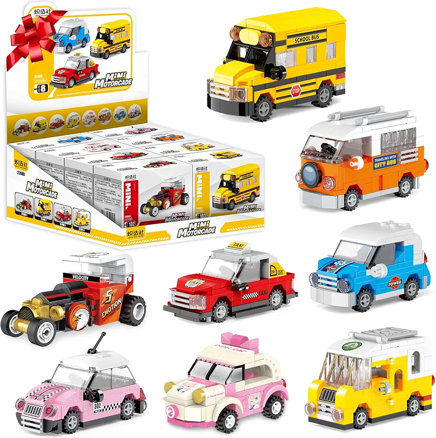 EP EXERCISE N PLAY Construction Kids Toys Sets for Boys 6+ Age Building Blocks Car 8 Set-Compatible with All Major Brands Educational Toys Blocks Party for Kids 6-12 Car Set,Gift Bags,Carnival Prizes