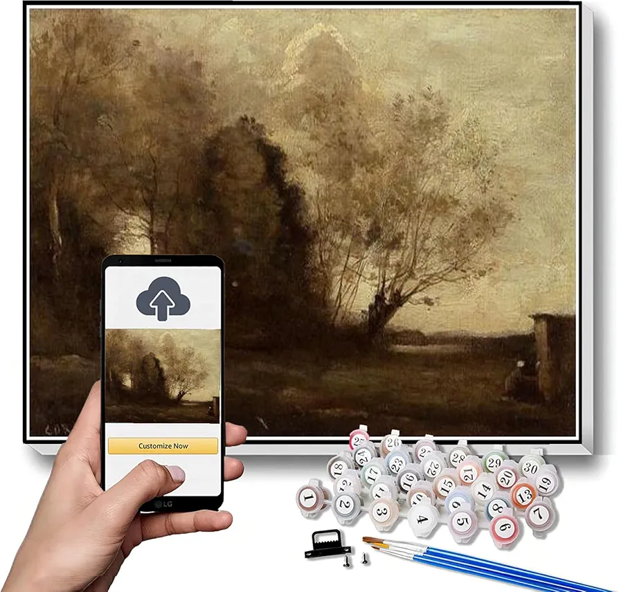 DIY Painting Kits for Adults Peasant Girl Near A Cabin Painting by Camille Corot Arts Craft for Home Wall Decor